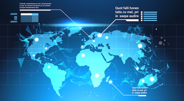 Mapa świata Tło, Zestaw Elementów Futurystyczny Plansza Komputerowa Wykresy Szablonów Tech