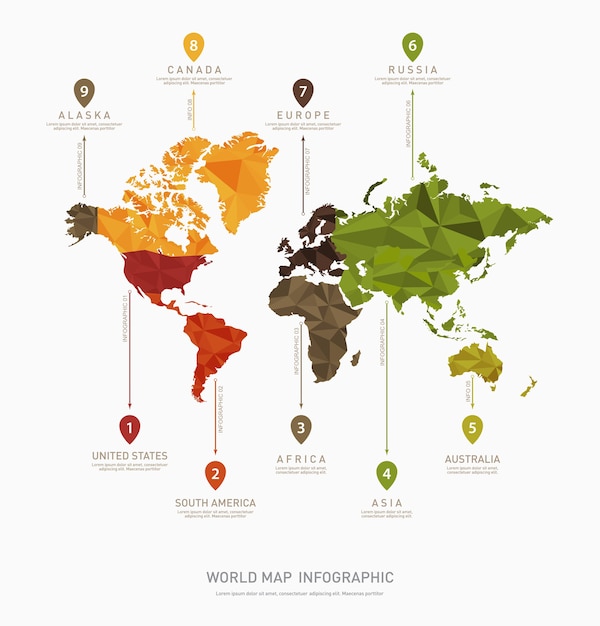 Mapa świata wektor infographic szablon