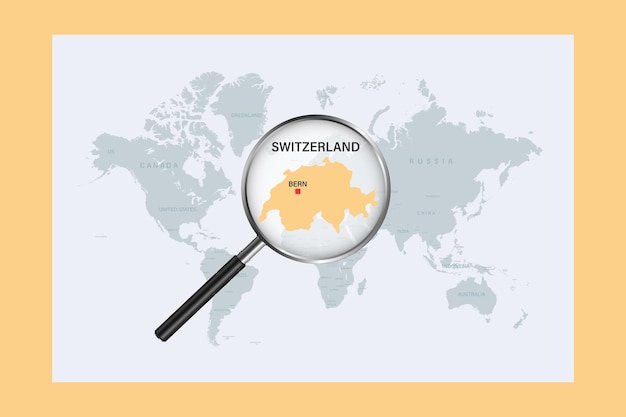 Mapa Szwajcarii Na Politycznej Mapie świata Z Lupą