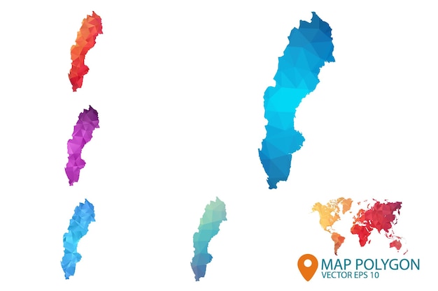 Mapa Szwecji Zestaw Geometrycznego Pomiętego Trójkątnego Tła Graficznego W Stylu Low Poly