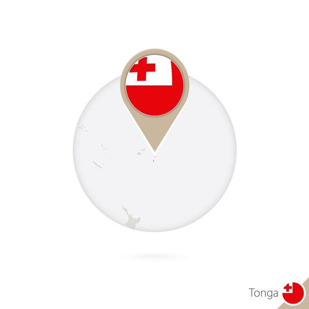Mapa Tonga i flaga w okręgu. Mapa Tonga, pin flaga Tonga. Mapa Tonga w stylu globu. Ilustracja wektorowa.