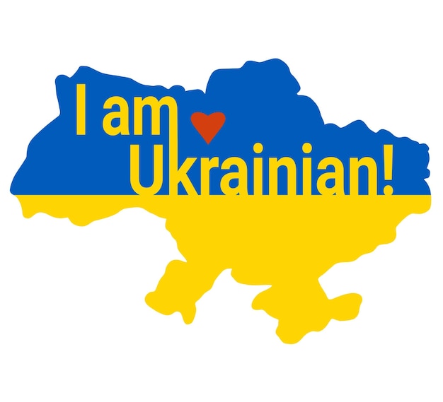 Mapa Ukrainy w żółtych i niebieskich kolorach ukraińskiej flagi Jestem ukraiński Vector