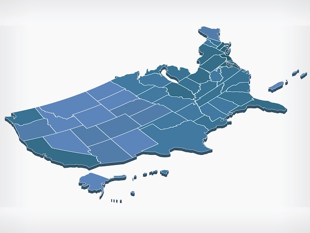 Mapa Usa Stany Zjednoczone Ameryki Izometryczny