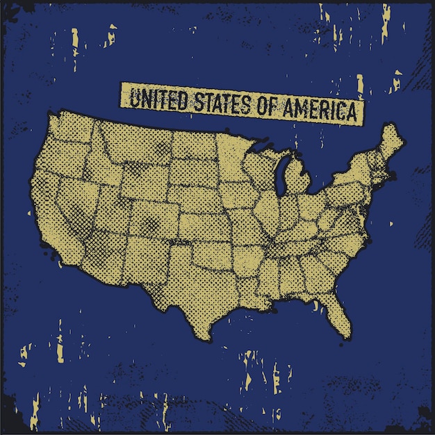 Mapa USA w stylu grunge.