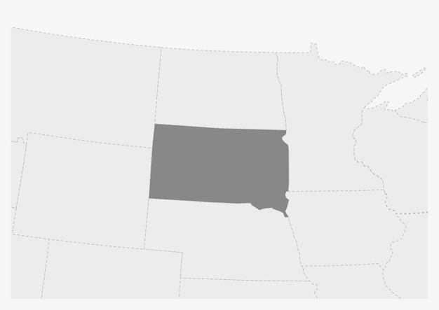 Plik wektorowy mapa usa z podświetloną mapą stanu dakota południowa