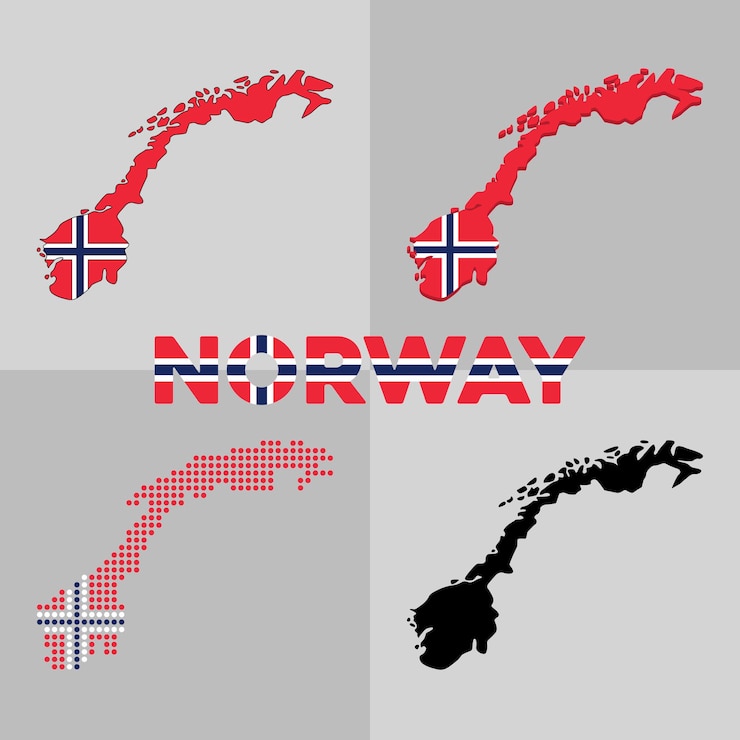 Wektor mapa wektorowa granic norwegii. flaga i geografia kraju norwegii
