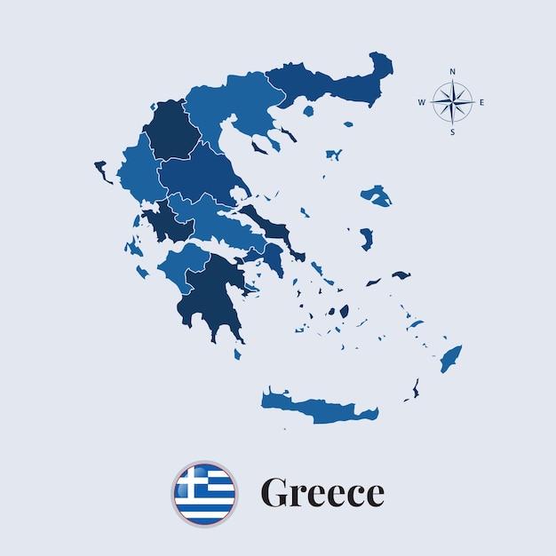 Mapa wektorowa Grecji i flaga Mapa flagi Grecji wektor