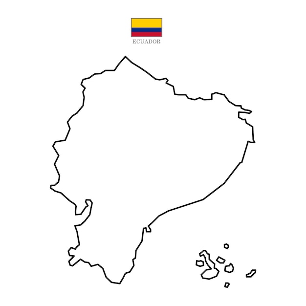 Mapa Wektorowa Konturowa Ekwadoru Z Flagą W Kolorze Mapa Tła Eps 10