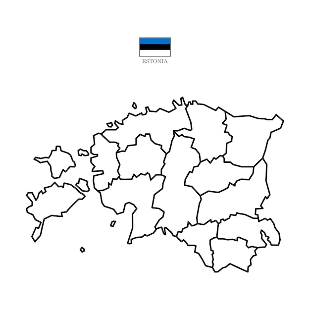 Mapa Wektorowa Konturowa Estonii Z Flagą Stanu W Kolorze Mapa Tła Eps 10