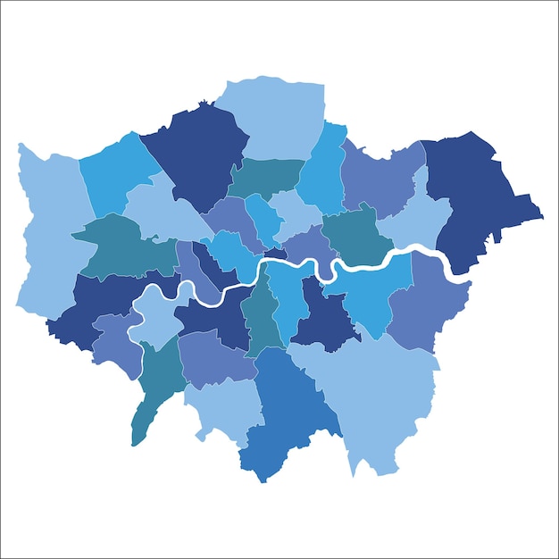 Mapa Wielkiego Londynu pokazująca wszystkie dzielnice