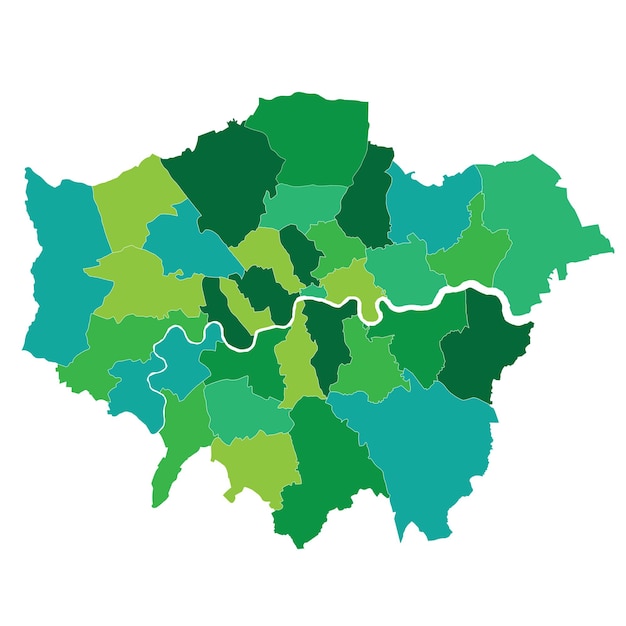 Plik wektorowy mapa wielkiego londynu pokazująca wszystkie dzielnice