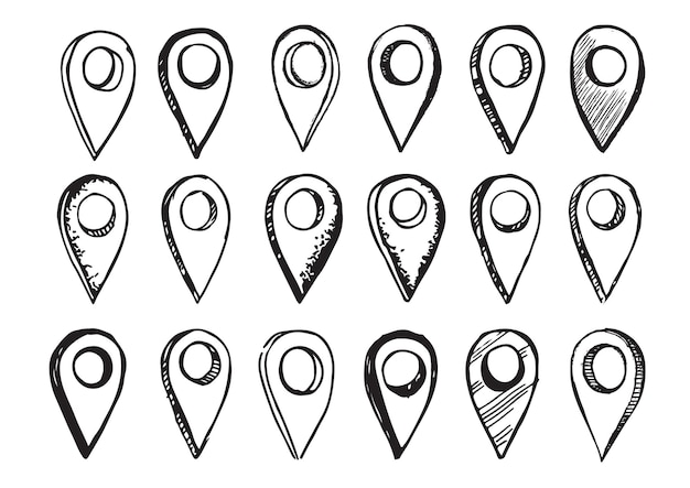 Mapa wskaźnik wektor ręcznie rysowane ilustracja
