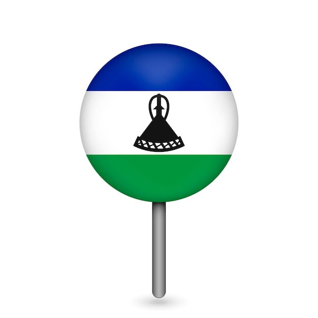 Mapa wskaźnik z contry Lesotho Flaga Lesotho Ilustracja wektorowa