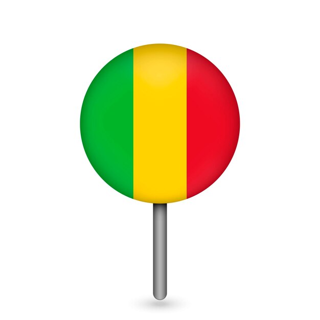 Mapa wskaźnik z flagą Mali Mali ilustracji wektorowych contry