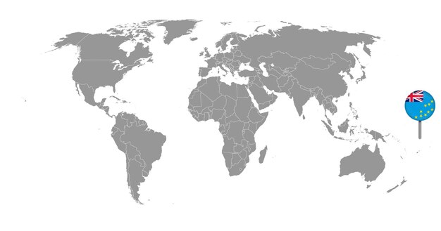 Plik wektorowy mapa z flagą tuvalu na mapie świata ilustracja wektorowa