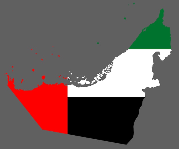 Mapa Zjednoczonych Emiratów Arabskich z flagą azjatycką kartografią