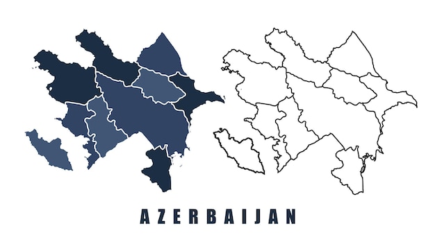 Mapę Azerbejdżanu zestaw wektorów obrysów granic regionów