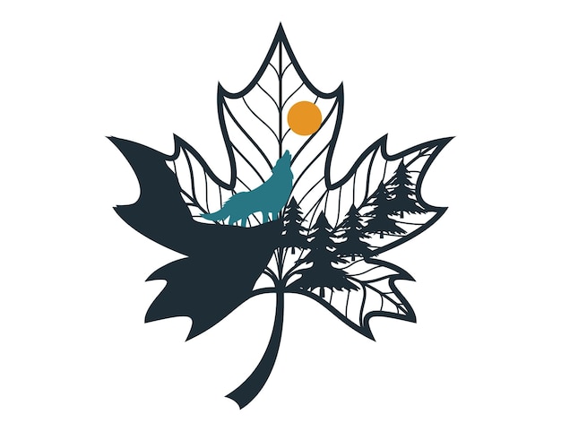 Maple Leaf Art Z Widokiem Na Północ Logo Vector