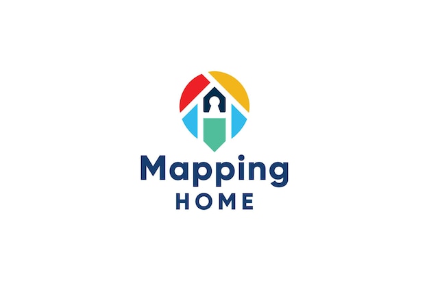 Mapping Home, Pin Logo Pełnokolorowe Nowoczesne Projekty Logo