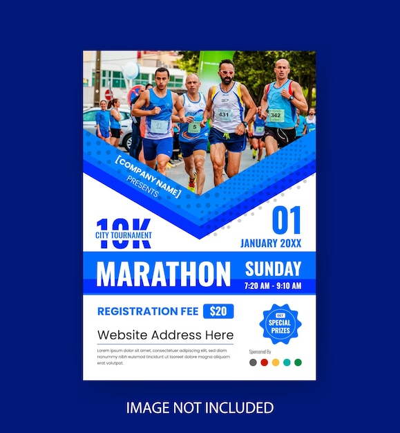 Plik wektorowy marathon flyer template running flyer dla wydarzeń sportowych abstract grunge shapes odpowiednie dla plakatów