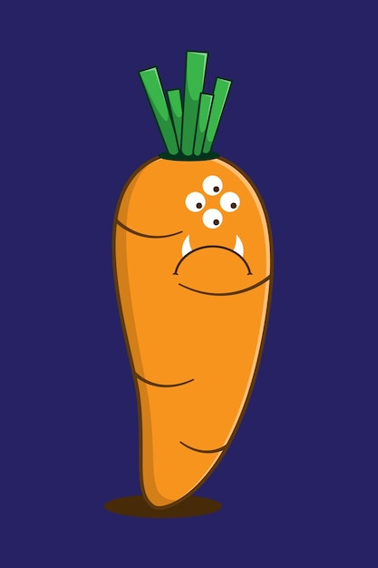 Plik wektorowy marchew warzywo potwór kreskówka wektor ikona ilustracja jedzenie natura