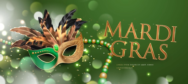 Mardi Gras Karnawał Party Plakat Ilustracja Z Napisem 3d