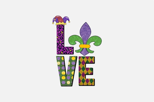 Mardi Gras Love Koszulka Sublimacyjna Design Ze Wzorem