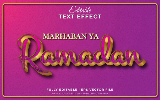 Plik wektorowy marhaban ya ramadan 3d edytowalny efekt tekstowy