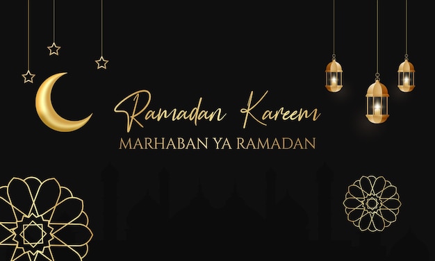 Plik wektorowy marhaban ya ramadan witający miesiąc ramadan kareem