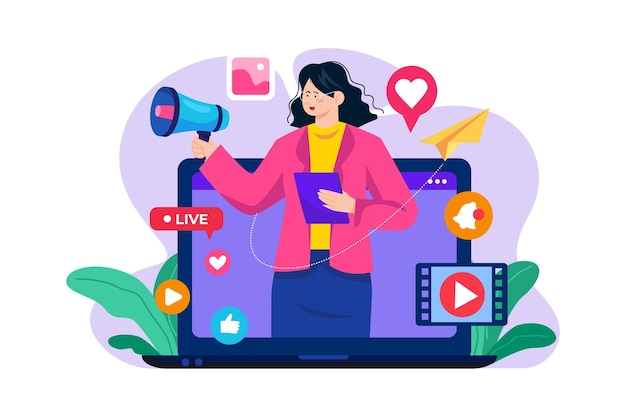 Marketing Communications Manager ilustracja koncepcja na białym tle