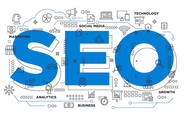 Plik wektorowy marketing cyfrowy seo ikoniczne tło