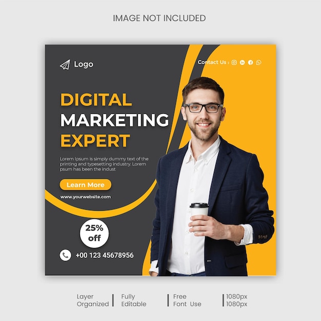 Marketing cyfrowy Szablon mediów społecznościowych Premium PSD