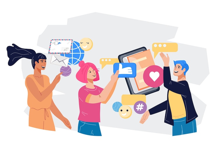 Wektor marketing w mediach społecznościowych w internecie smm i reklama marki baner wektor płaski