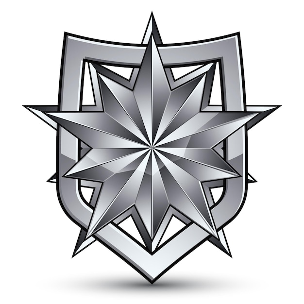 Plik wektorowy markowy szary symbol geometryczny, stylizowana srebrna gwiazda, najlepiej do użytku w sieci web i projektowanie graficzne, korporacyjna wektor srebrzysta ikona na białym tle.