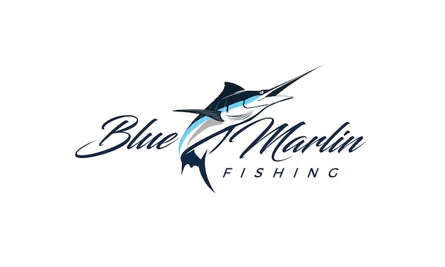 Marling Wektor Ryb Logo Marlin Fishing