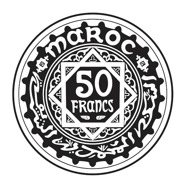 Maroc Moneta 50 Franków Ręcznie Robiona Kolekcja Sylwetek