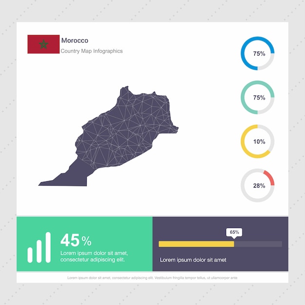 Maroko Mapę Idealna Flaga Infografiki Szablon