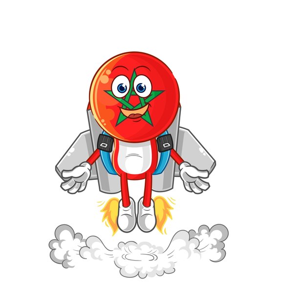 Maroko z wektorem kreskówki maskotka jetpack