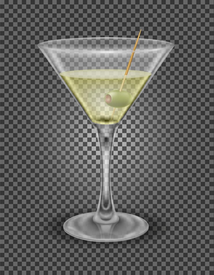 martini koktajl alkoholowy napój szklany wektor ilustracja na białym tle