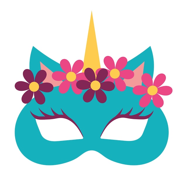 Maska Karnawałowa W Kształcie Jednorożca Z Kwiatami Element świąteczny