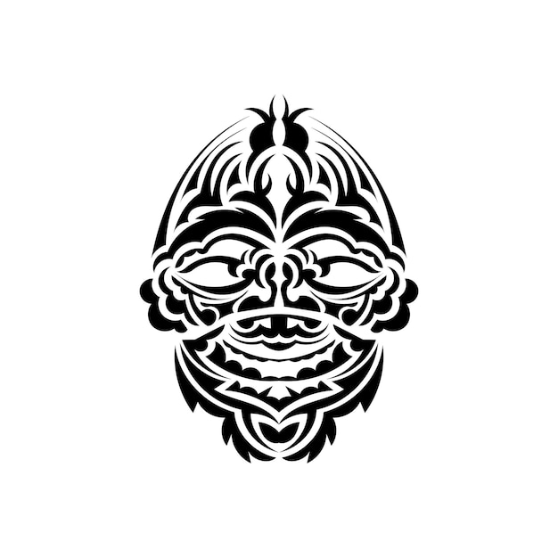 Maska Plemienna Monochromatyczne Wzory Etniczne Czarny Tatuaż W Stylu Samoańskim Czarno-biały Kolor Płaski Ręcznie Rysowane Ilustracji Wektorowych