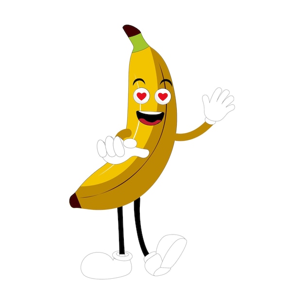 Maskotka bananowa postać z kreskówki owoców emotikon postać z rysunków kreskówki szczęśliwa maskotka banana