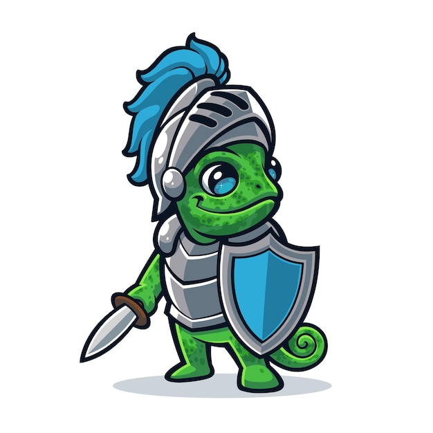 Maskotka Chameleon w zbroi rycerza