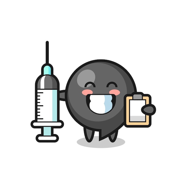 Maskotka ilustracja symbol przecinka jako lekarz