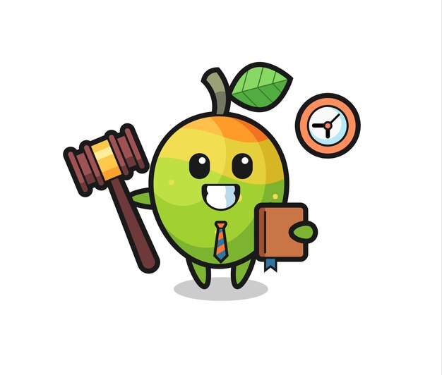 Maskotka kreskówka mango jako sędzia, ładny styl na koszulkę, naklejkę, element logo