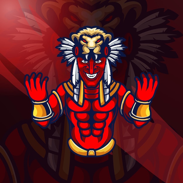 Plik wektorowy maskotka logo plemienia indian esport