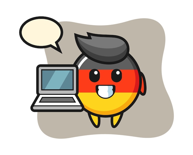 Maskotka Odznaka Flaga Niemiec Z Laptopem