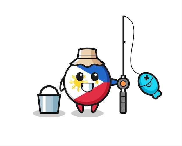 Maskotka Odznaka Flagi Filipin Jako Rybak