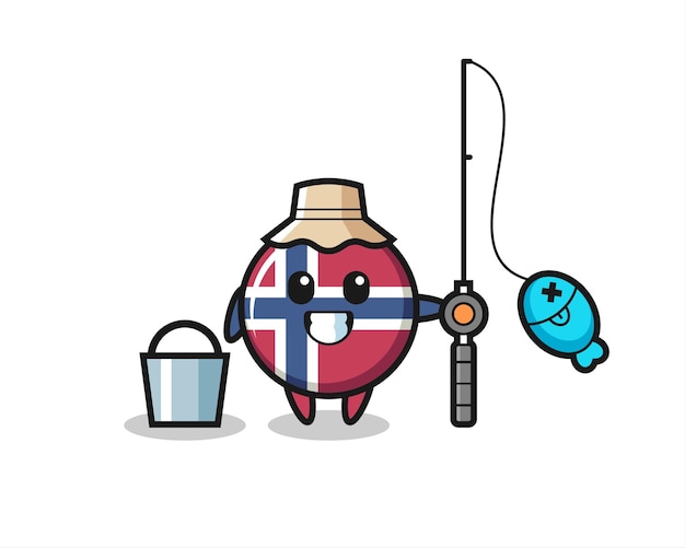 Maskotka Odznaka Flagi Norwegii Jako Rybak