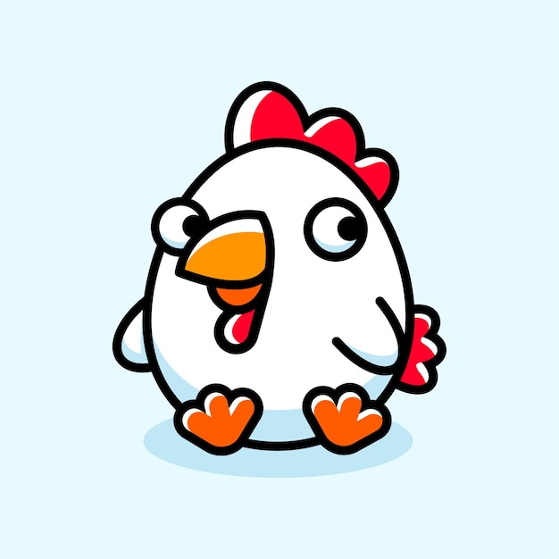 Maskotka Słodki Chubby Kurczak Siedzący Na Podłodze